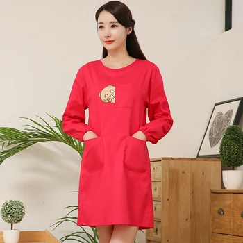 

Cute cartoon adult apron Korean fashion kitchen apron long sleeve cotton