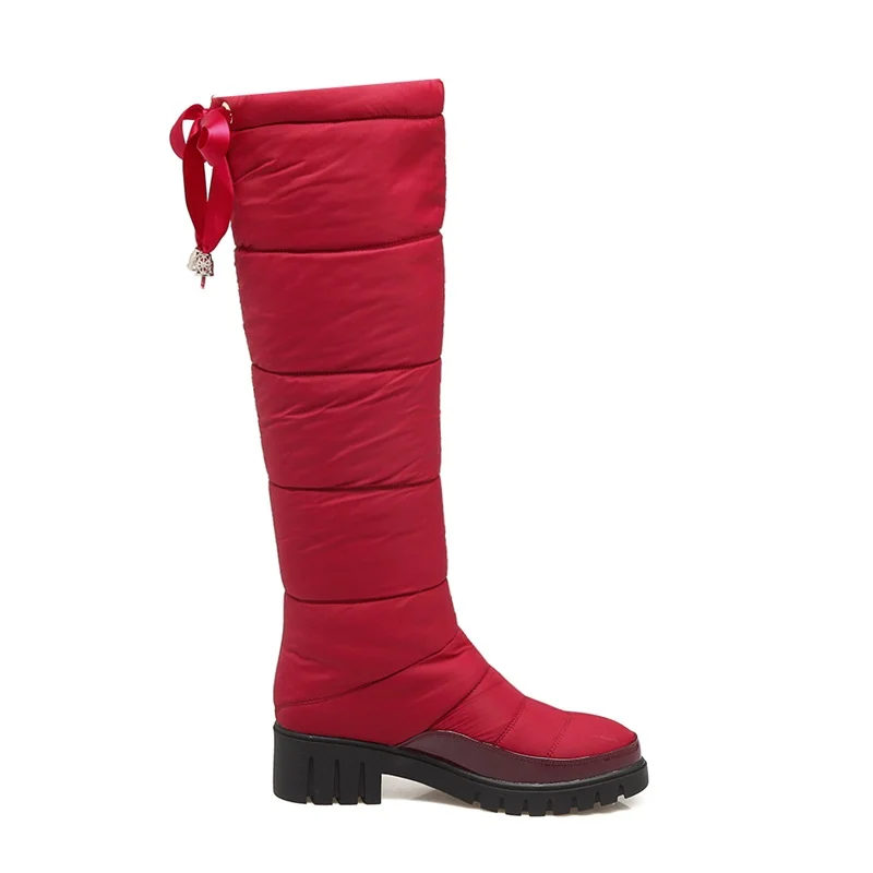 MORAZORA/Новое поступление года; Модные женские зимние сапоги до колена; цвет черный, красный; теплые зимние сапоги на пуху; женские ботинки на толстом меху