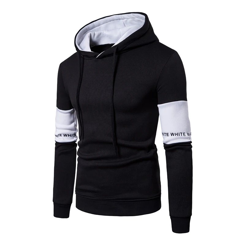 

Cotton Autumn 2019 Casual Hoodies Men Fashion New Patchwork Hooded Sweatshirt Coat Mens Fashion Hoodie Slim Sportswear Tracksuit