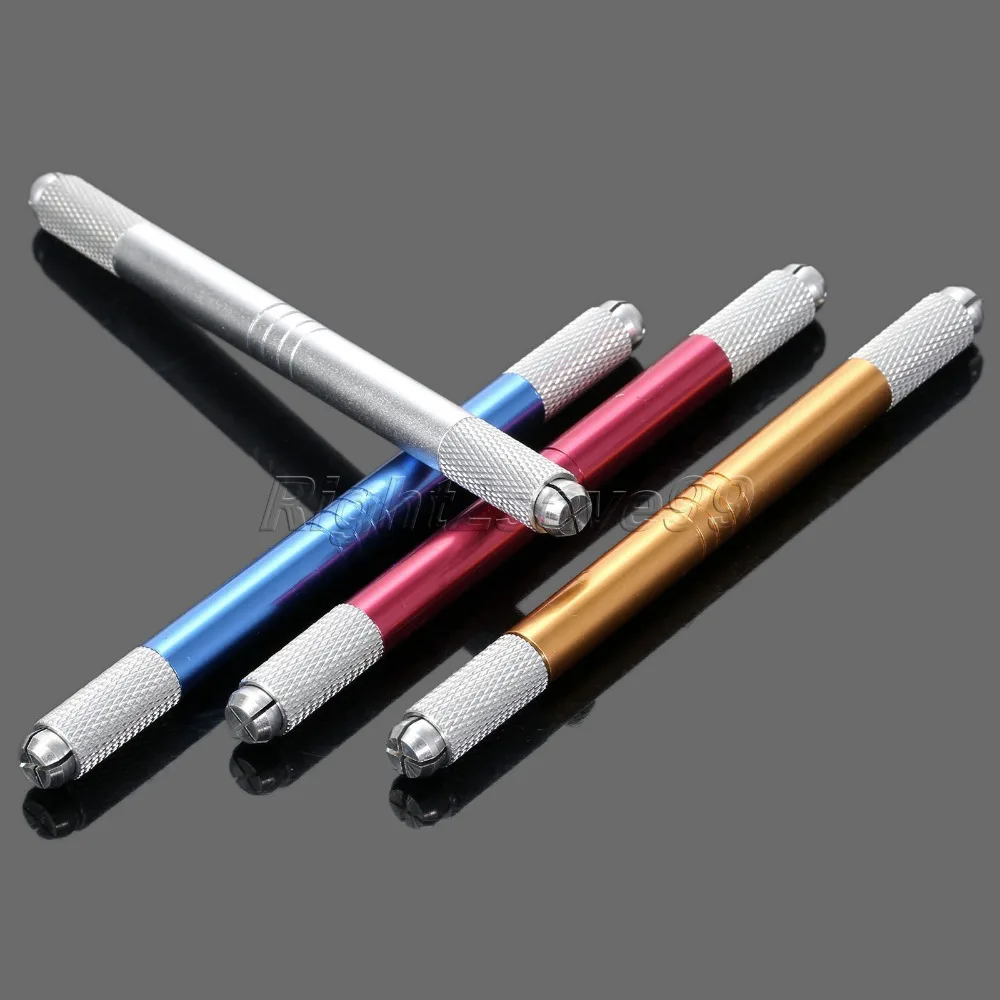 

Double Head Manual Pen Tattoo Machine Permanent Makeup Eyebrow Dual-head Microblading Needle blade Cosmetic Red Blue Gold Silver