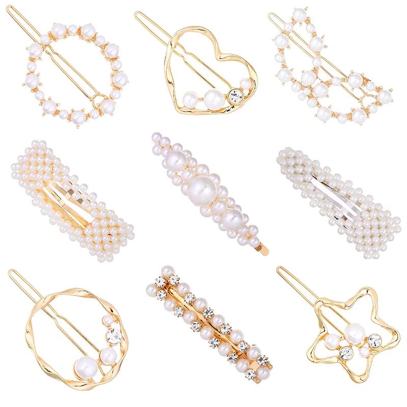 -1  Hair Clips For Girls Metal Hairpins With Pearls Hair Pins Jewelry Accessories