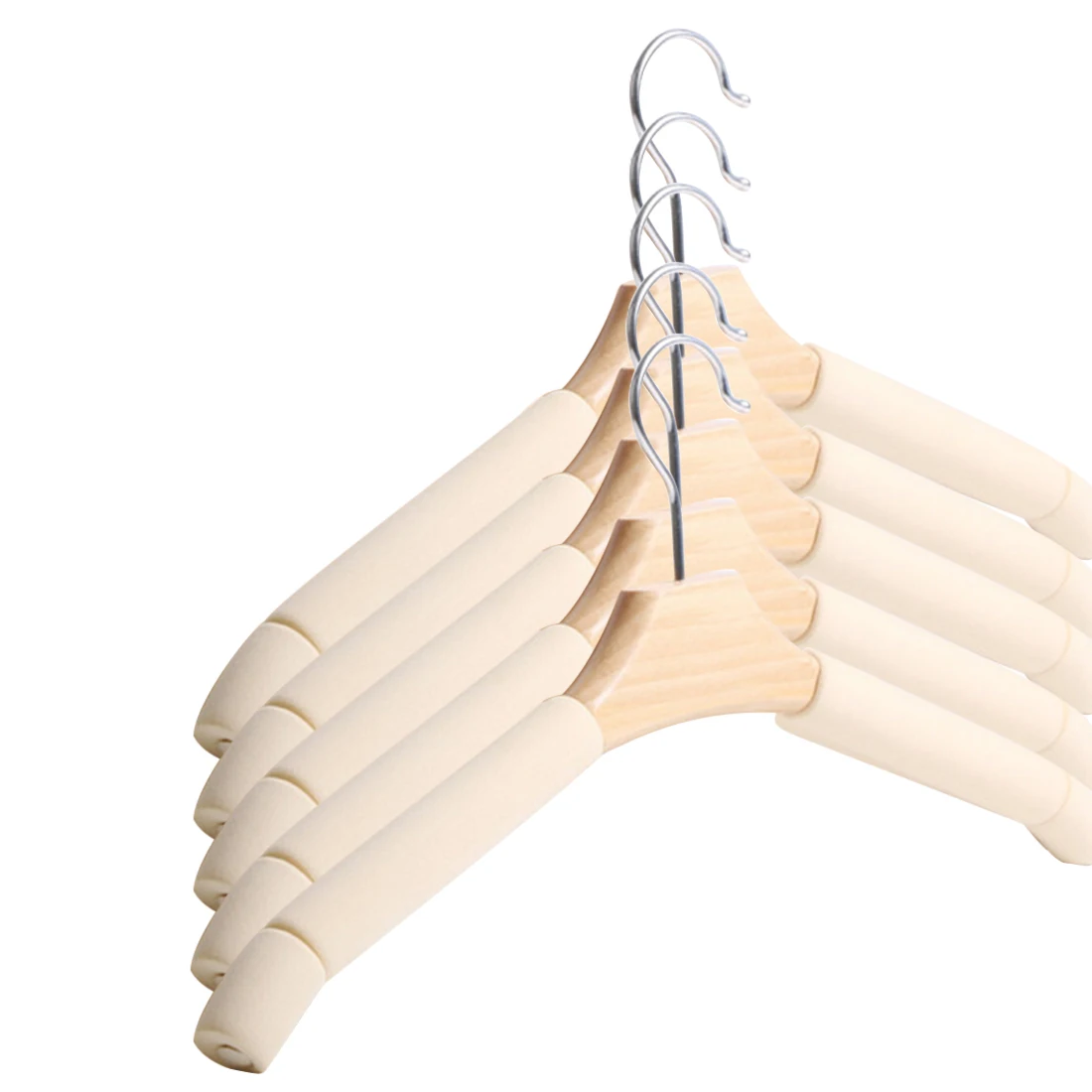 

5PCS/set Durable Sponge Wood Clothes Hanger Shelf Household Shops Laundry Holder Clothes Hanging Rack Men Female Type 2 Colors