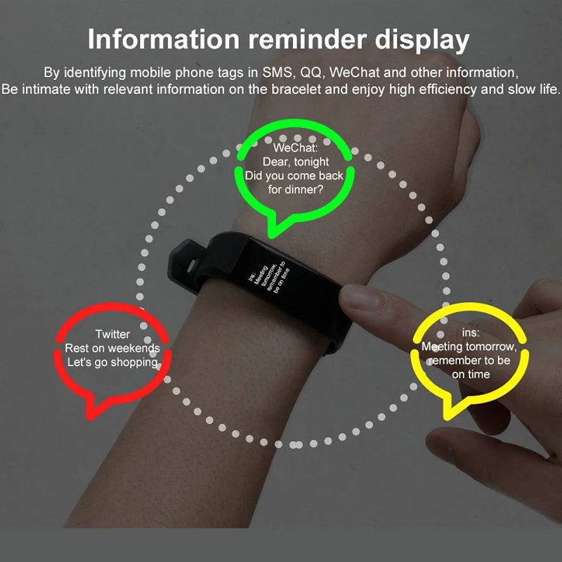 Браслет здоровья сердечного ритма крови Давление Smart Band Фитнес трекер Smartband