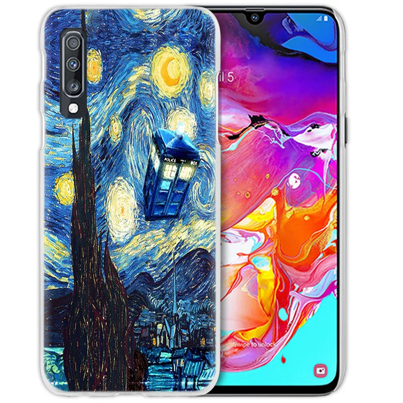 Box Доктор Кто чехол для samsung Galaxy A50 A70 A20e A40 A30 A20 A10 A8 A6 плюс A9 A7 Прозрачный жесткий чехол из ПК для телефона Ван Гог, Лидер продаж