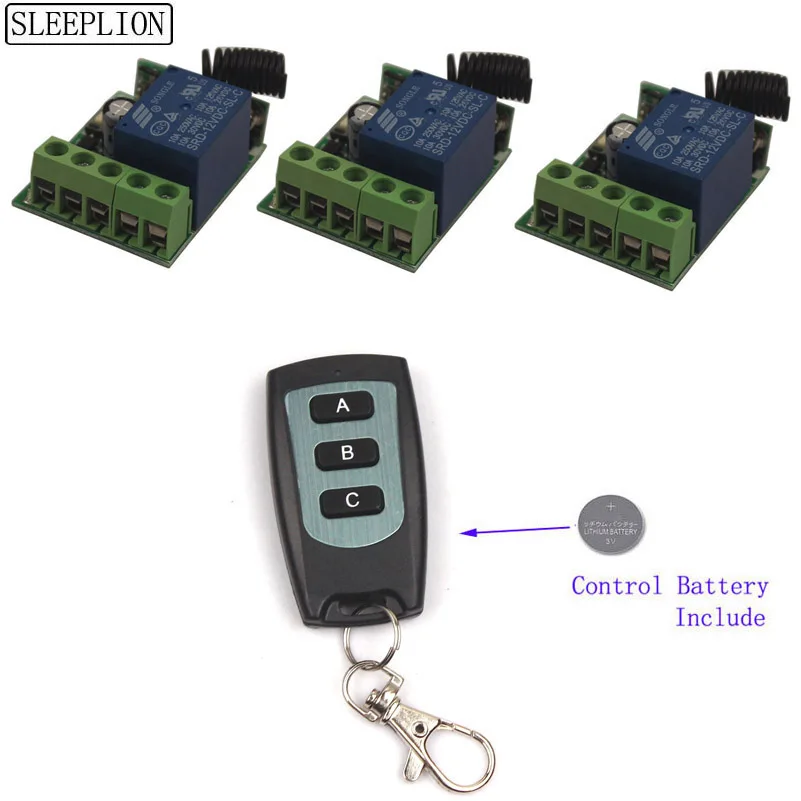 

Sleeplion 315/433MHz 12V 10A Wireless Remote Relay ON OFF Controller Security System Garage Doors Gate Remote ON OFF Time Delays