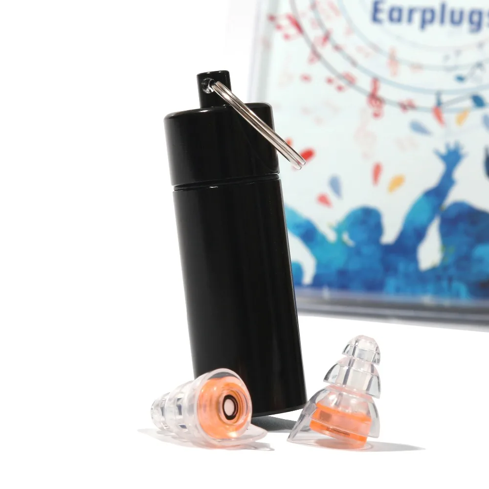 High Fidelity Stadium Reusable Protective Earplugs with Carrying Aluminum Case Noise Filtering Hypoallergenic and Eco-Friendly