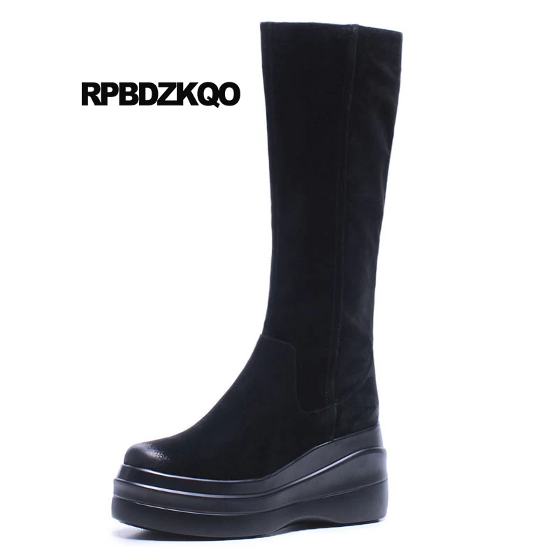 flatform knee high boots