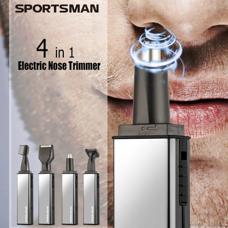 Sportsman 4 in 1 Electric Nose Hair Trimmer Rechargeable Nose Trimmer for Men Trimers Sideburns Hair Cutter Eyebrow