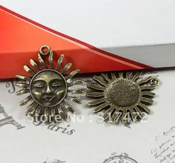 

Free Shipping!! Antique Bronze 34 * 30 MM the Sun Head Face DIY Pendant