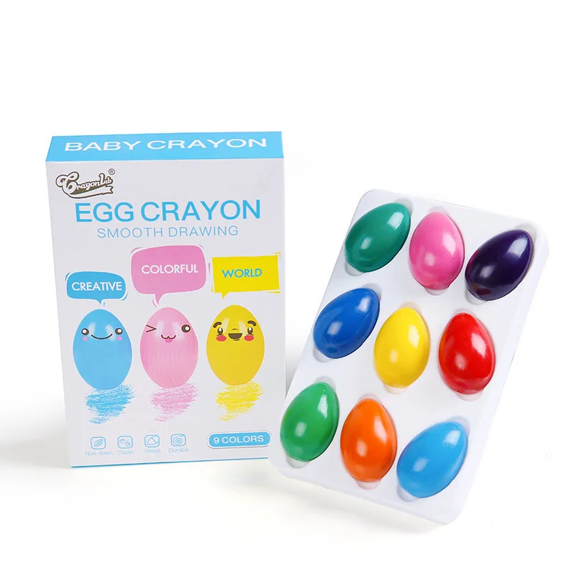 Креативные 9 цветов Нетоксичная краска ing Egg Crayon художественный Рисунок для детей краска канцелярский карандаш, кисточка художественные