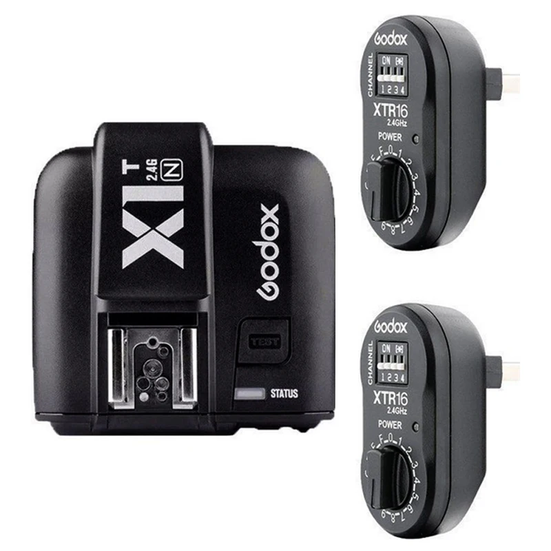 

Godox X1T-N 2.4G Wireless Flash Trasmettitore + 2x XTR-16 Flash Ricevitori for Nikon/GODOX AD180 AD360II/DE/QT II/DP/QS/GS/Serie