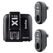 Godox X1T-N 2.4G Wireless Flash Trasmettitore + 2x XTR-16 Flash Ricevitori for Nikon/GODOX AD180 AD360II/DE/QT II/DP/QS/GS/Serie godox 2x xtr 16 wireless 2 4g power control flash receivers x1t n ttl wireless transmitter for nikon camera to godox ad180 ad360