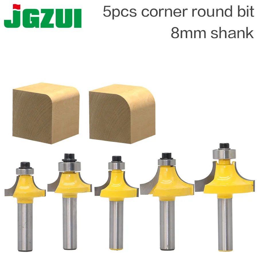  5pcsBit Round Over Edge Forming Router Bit Set - 8