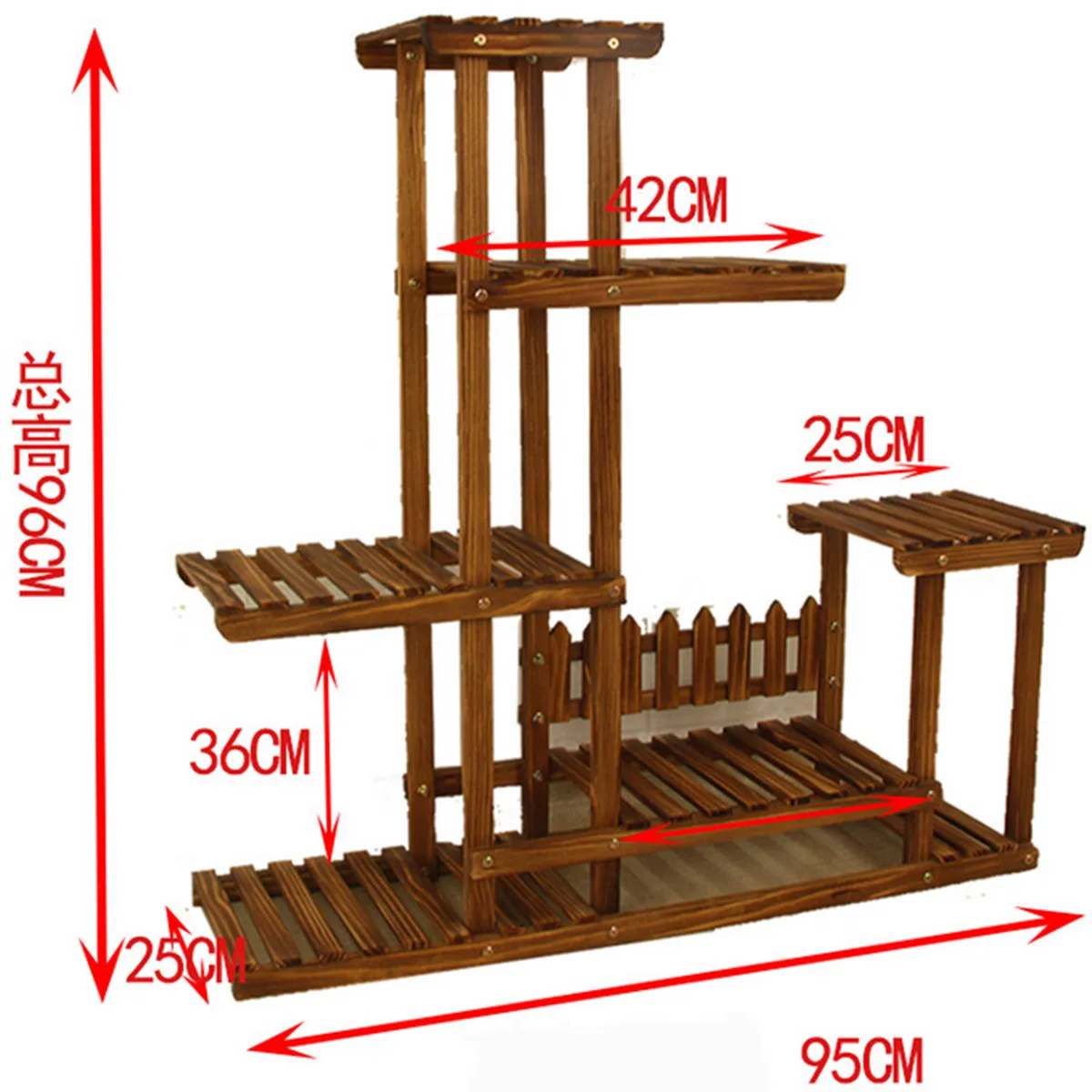 5 Tier Indoor Outdoor Wooden Plant Flower Shelf Stand Garden FlowerPlanter Rack Nursery Pot Holder Hom Balcony Display Rack