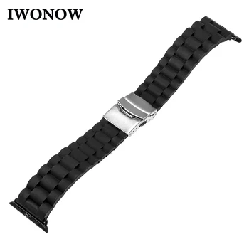 

Silicone Rubber Watch Band for 38mm 42mm iWatch Apple Watch Sport Edition Safety Buckle Strap Wrist Belt Bracelet Black +Adapter