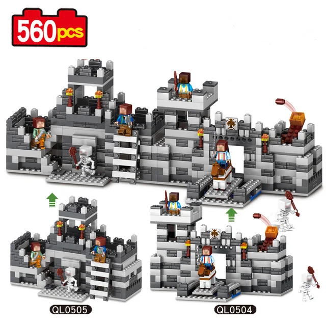 

560pcs 2 in 1 My World Compatible LegoINgly Minecrafted Building Blocks The Wall Guard Educational Toys Hobbies Gift