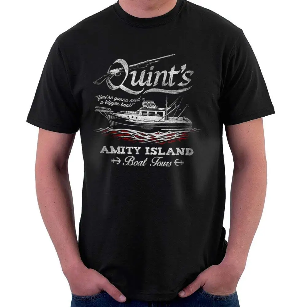 Мужская хлопковая футболка Quint's Amity Island с камнями-качалками лето 2019 | одежда