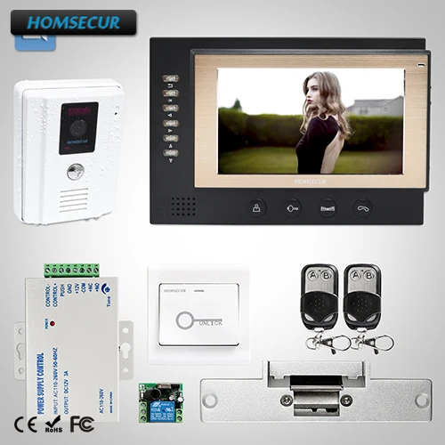 

HOMSECUR 7" Video Door Entry Phone Call System Electric Lock Supported 1C1M : TC011-W Camera(White)+TM701R-B Monitor(Black)