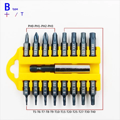 PROSTORMER 17 шт./компл. Мощность инструментов сверла по металлу отвертка бит S2 Сталь электрический сверла набор Многофункциональный ручной инструмент - Цвет: B