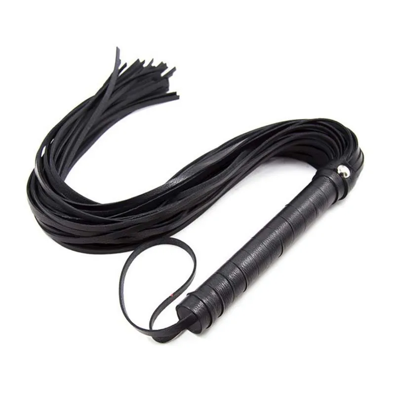 

High Quality Pu Leather Pimp Whip Racing Riding Crop Party Flogger Hand Cuffs Queen Black Horse Riding Whip 1pcs