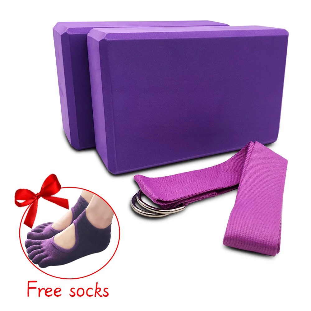 EVA Yoga Block Set Stretching Belt Yoga Block Fitness Belt Set Training Body Shaping Fitness Equipment F
