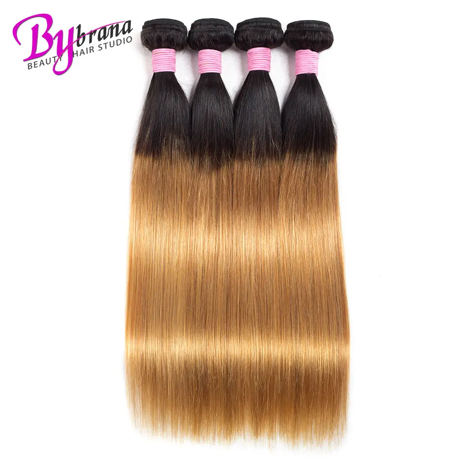 

Brazilian 1/3/4 Hair Weave Bundles 100% Remy Human Hair Bundles T1B/27 Ombre Straight Hair Bundle Deals Free Shipping