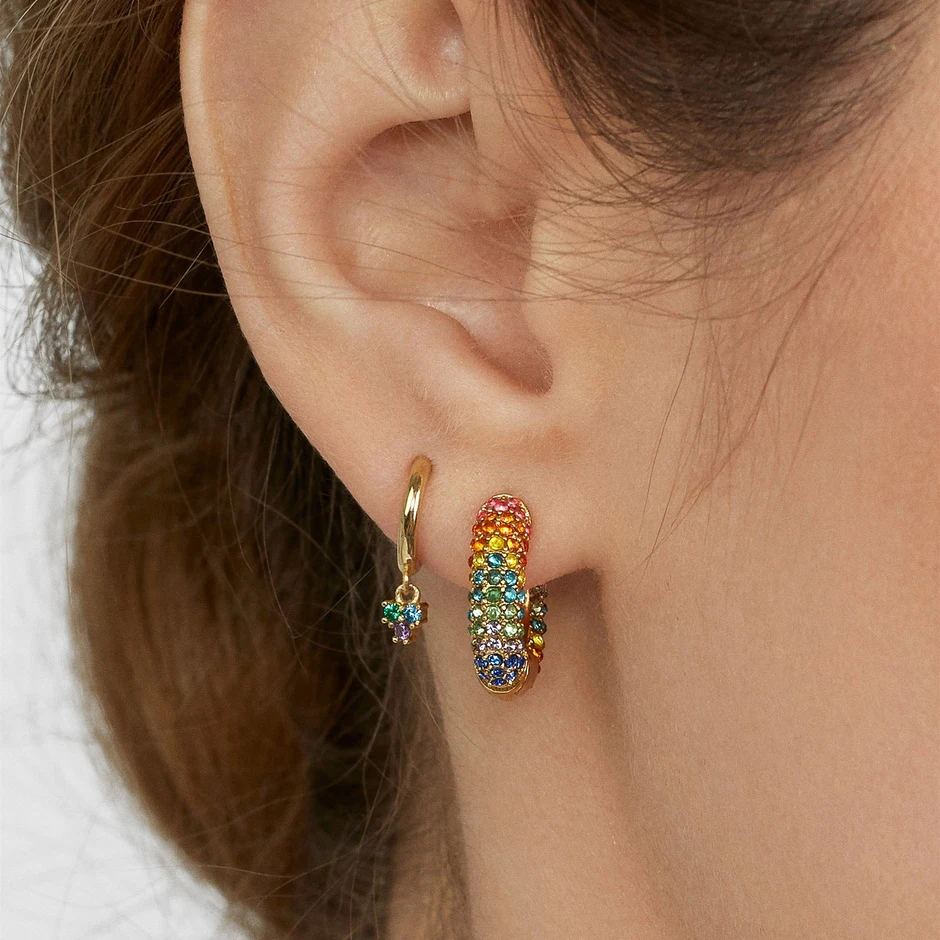 

pastel colorful cz triangle drop dangle earring cue lovely girl women floating charm earrings