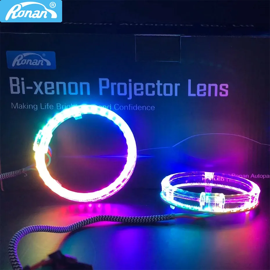 Ronan 2pcs/set Car Halo Rings 80MM 95MM WRGB LED Angel Eyes mobile APP