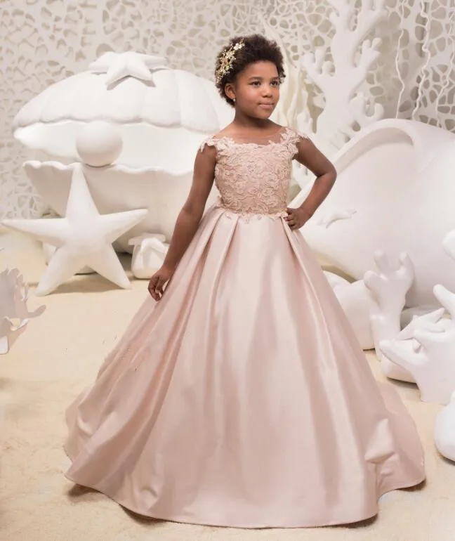 

Lace Flower Girl Dresses for Weddings Pink Kids Birthday Party Dress Holy Communion Dresses For Girls Pageant Gowns