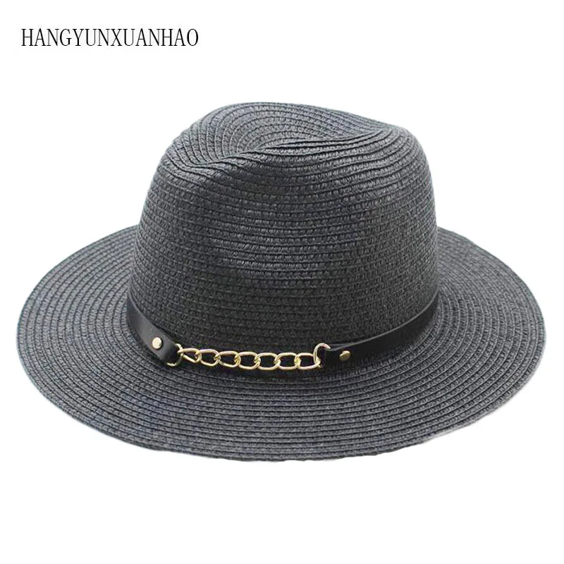 

Panama Hat Summer Sun Hats For Women Man Beach Straw Hat For Men UV Protection Cap Chapeau Femme Visor Cap 2019