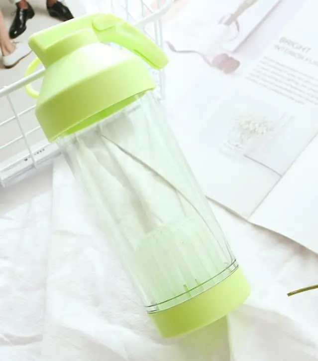 green 450ml plastic cup with tea infuser Creative water bottle Flower cup Gift cups - Цвет: green