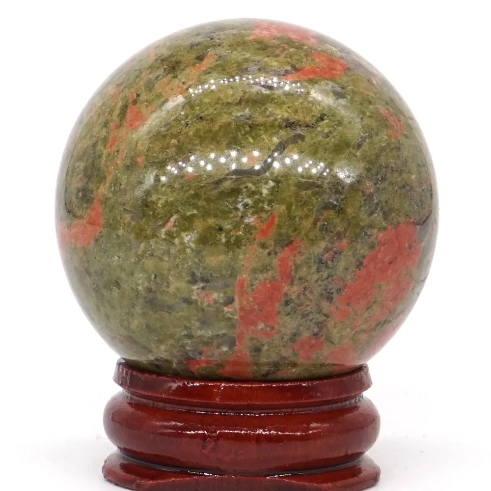 Природный унакит каменный шар натуральный минеральный кварцевая Сфера ручной массаж хрустальный шар фэн шуй домашний декор аксессуар 40 мм