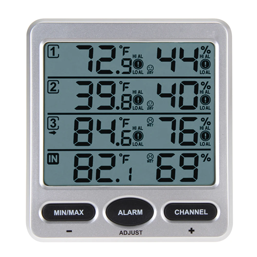 

WS-10 LCD Digital Thermometer Hygrometer Ambient Weather Wireless Indoor/Outdoor 8 Channel Thermometer Hygrometer