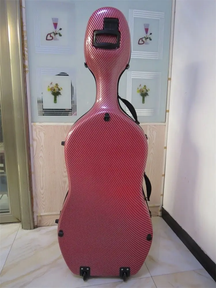 

Full size composite red color Carbon fiber Cello Case Free Shipping
