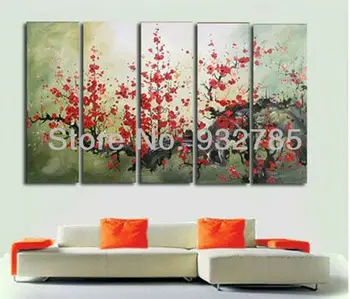 

12*32inch*5p Huge Chinese Plum Flowers Canvas Wall Hanging Pictures Modern Home Living Room Painting Decoration Print Art