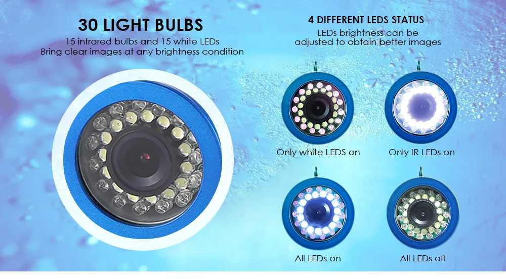 1000TVL Underwater Fish Finder Fishing Camera Set 7.0 inch Display