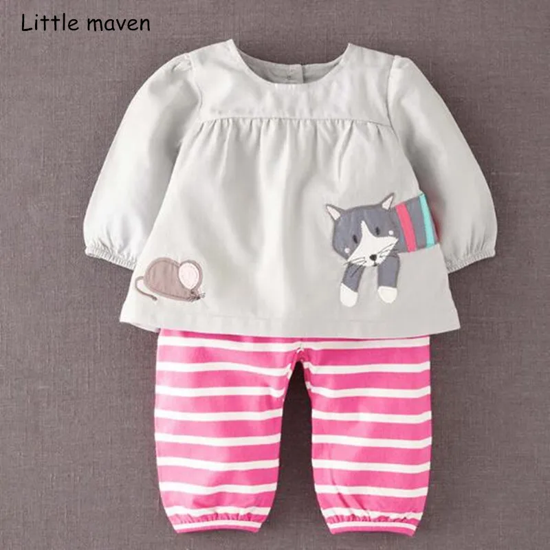 Комплекты детской одежды Little maven осенняя хлопковая футболка с длинными рукавами
