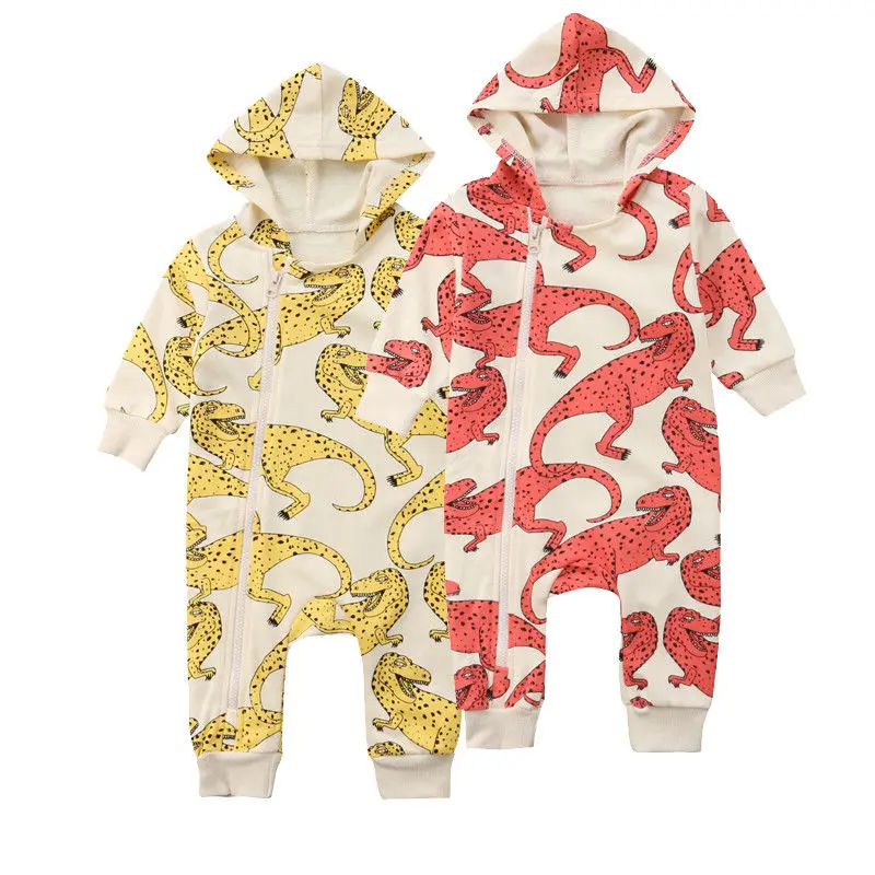 

Dinosaur Newborn Baby Boy Girl Autumn Winter Warm Clothes Long Sleeve Zipper Hooded Romper Jumpsuit Outfits Clothing 0-3Y
