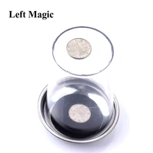 1 Uds moneda penetra en la Copa de trucos que el gran elasticidad monedas a través del vidrio mágico alfombrilla taza acero accesorios para trucos de magia G8077