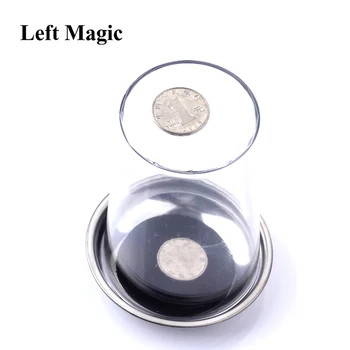 

1 Pcs Coin Penetrates Into The Cup Tricks The Good Stretch COINS Through The Glass Magical Steel Cup Mat Magic Trick Props G8077