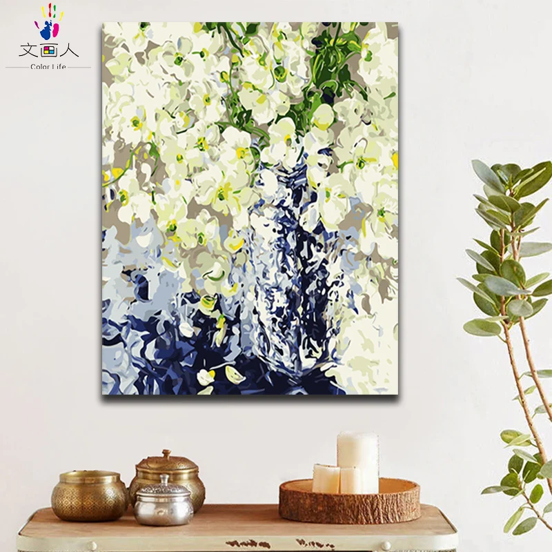 Najtaniej Taniec farby orchidei przez numbes kwiaty abstrakcyjne płótno rysunek malarstwo kolorowanie obrazu według numerów z kolorami farb dla dziewczynek