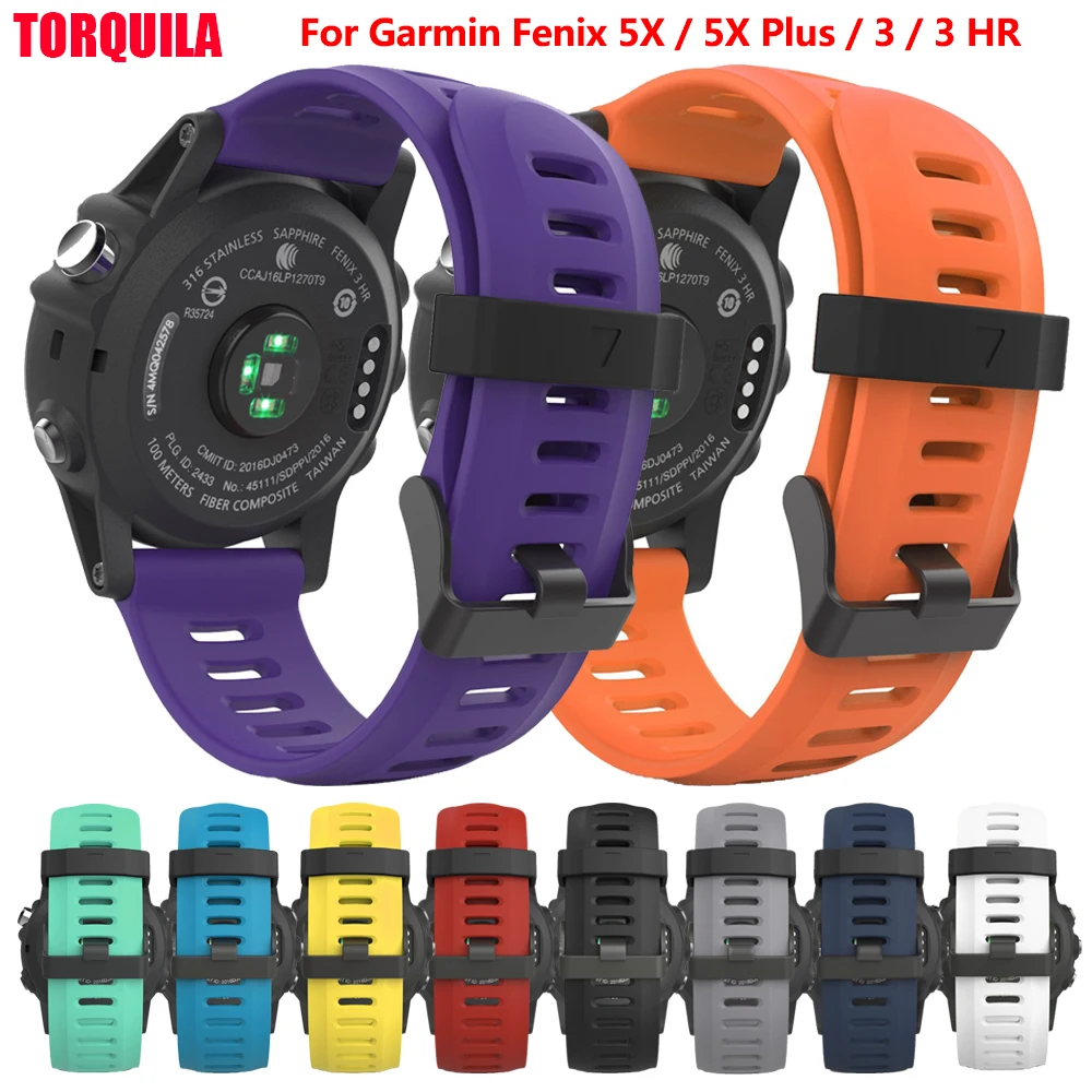 

TORQUILA 26mm Silicone Band for Garmin Fenix 5X / 5X Plus/ Fenix 3 / 3HR Fitness Light Weight SmartWatch Sport Strap With Tools