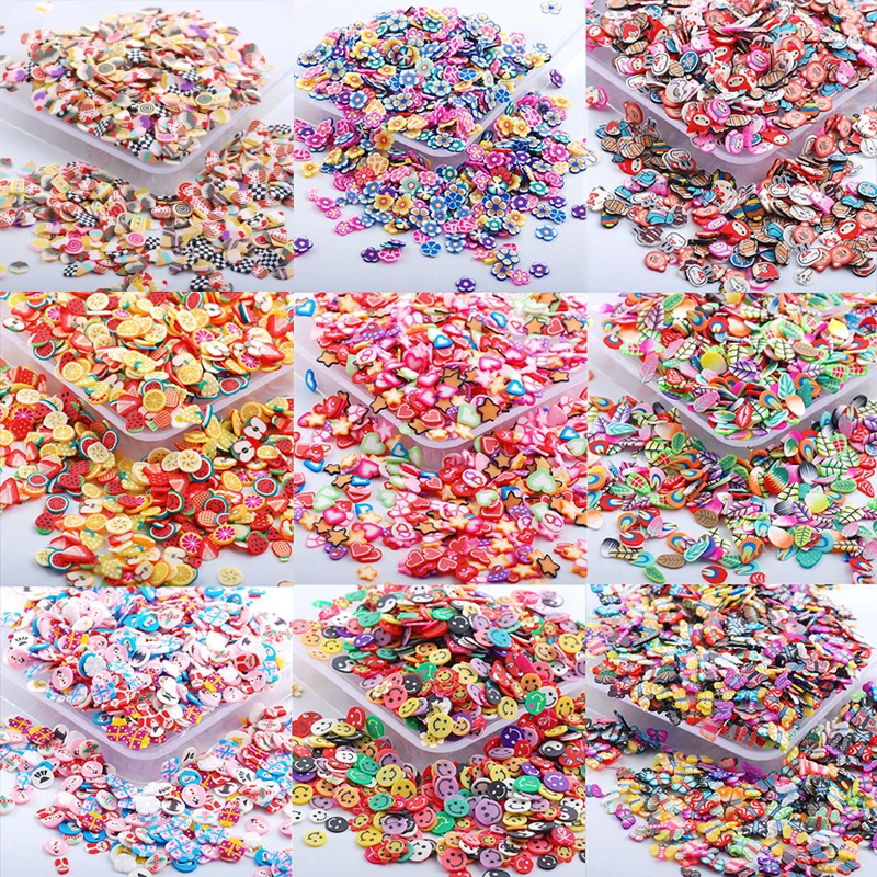 

Mix Pattern Fruit Animals Series Soft Clay Canes Fruit Fimo Slice Set Cute Style Colorful Polymer Rhinestone Nail Art Decoration