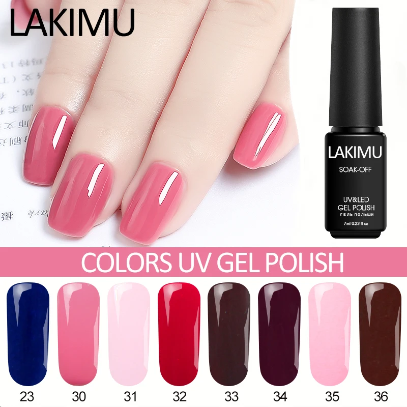 

Lakimu Nail Polish 24 Pure Colors Glitter Gel Polish Semi Permanant Regular Nail Polish All Manicure 7ml UV Gel Nail Polish