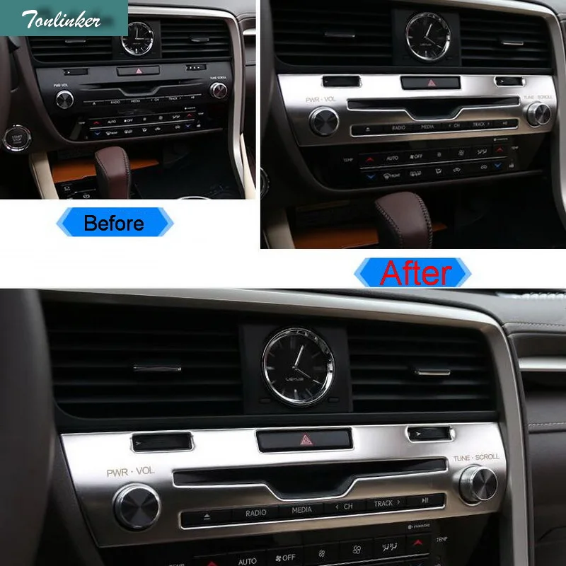 Tonlinker 1 PCS font b Car b font Styling DIY Stainless steel the CD control panel
