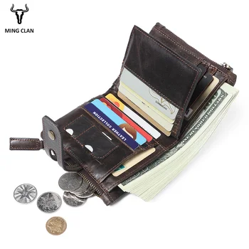 

Mingclan Genuine Leather Wallet Men Portfolio Men Male Small Portomonee With Coin Purse Pockets Slim Rfid Fashion Mini Wallets