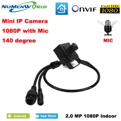Широкоугольный объектив 2,1 мм ip-камера 1080 P 2.0MP HD webcam собран в CCTV Микрофон камера видеонаблюдения Крытый ONVIF P2P