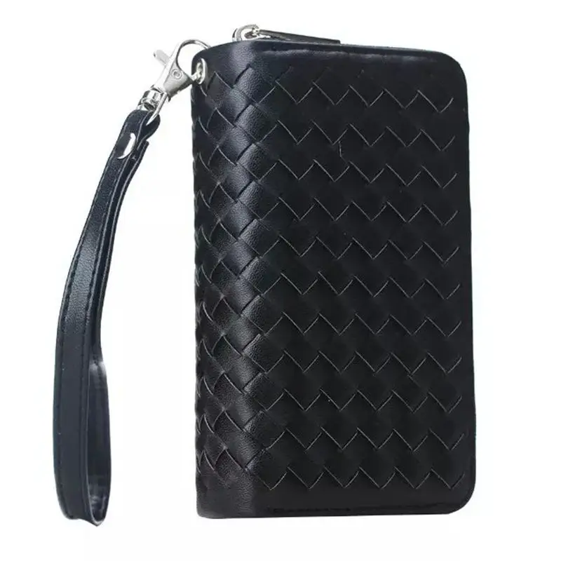 Treccia di Cuoio Della Chiusura Lampo Del Raccoglitore Per Samsung Galaxy S4 Cordini Borsa Del Sacchetto di Vibrazione + Staccabile di Caso Della Copertura Posteriore Per Samsung S4 I9500