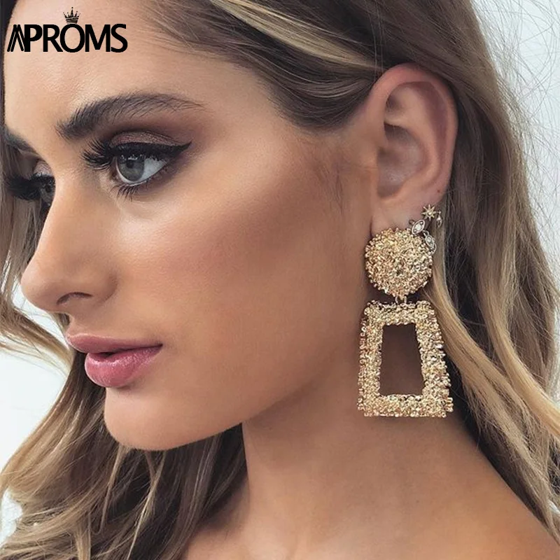 

Aproms Vintage Big Hanging Pendant Earrings Metal Dangle Drop Earring Statement Earrings for Women Clothing Trendy Jewelry 2019