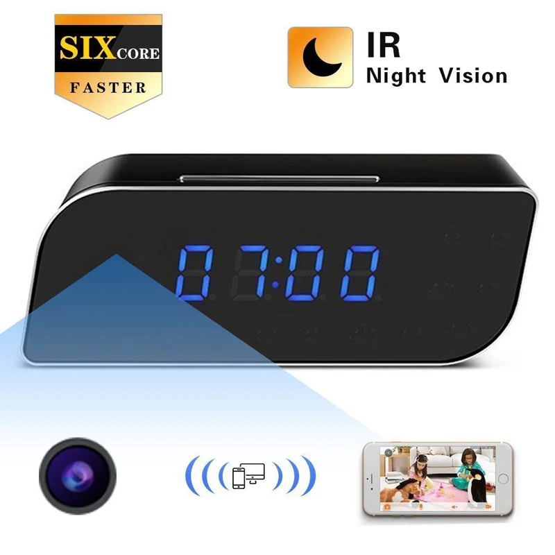 

Smart Home HD 1080P Wireless Wifi IP Camera Motion Security Alarm Clock LED screen display digital WIFI electronic clock